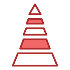 Pyramid Chart Icon red line filled icon