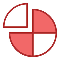 Pie Chart red line filled icon