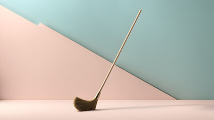Elegant 3D Luxury Broom Illustration. Realistic Brush Design Perfectly Conveys the Concept of Cleaning Up Trash, Suitable for Diverse Visual Projects - obrazy, fototapety, plakaty