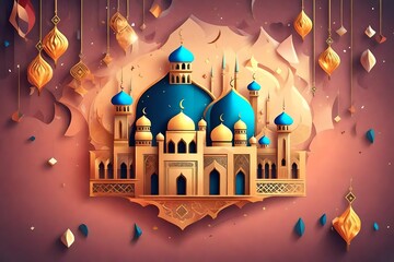 mosque in the night - obrazy, fototapety, plakaty