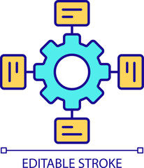 Workflow managing RGB color icon. Kano teamwork organization model. Task management technique. Customer service. Isolated vector illustration. Simple filled line drawing. Editable stroke