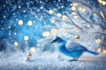 christmas card with a bird