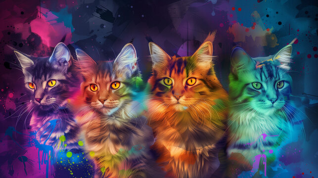 Group of colorful cat background
