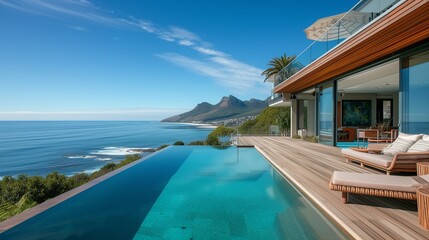 A Cape Town-inspired craftsman house, with a glass-bottomed infinity pool overlooking the Atlantic Ocean