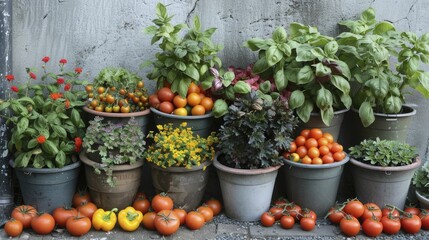 Fototapeta na wymiar Summer urban gardening: Tips for maximizing small spaces with vertical gardens and seasonal vegetables.
