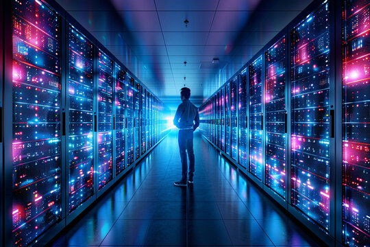 networking engineer, netwokring equiment, electrician at work, servers, server room, IT Administrator, Datacenter, service provider, database, computer server room, data storage, network hub and patch