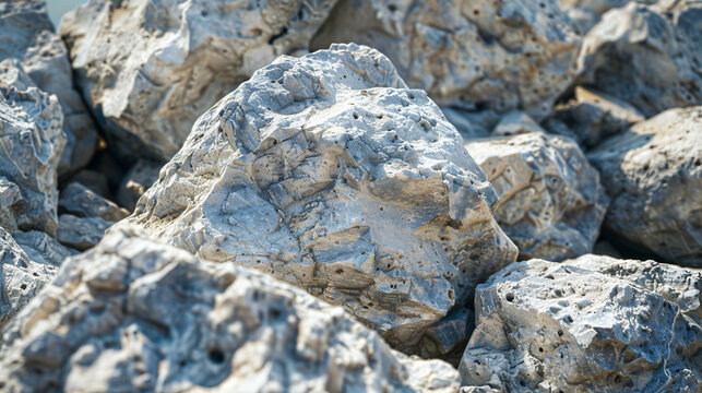 Close up photo of rough rock at the beach.