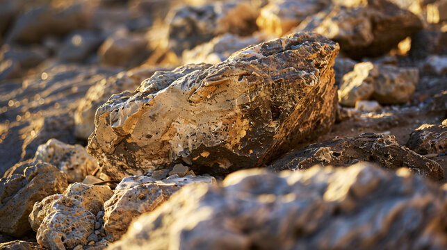 Close-up photo of rough rock at the beach.
