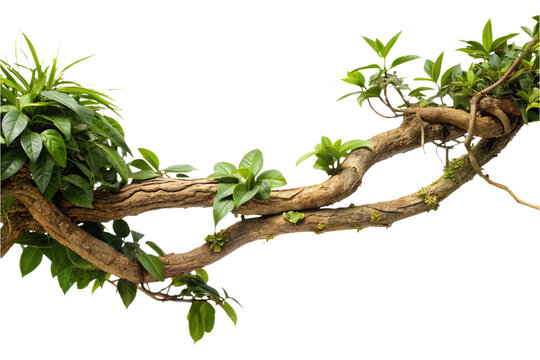 Fototapeta twisted jungle branch growing plants on a transparent background