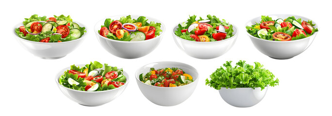 3D Rendering Pack of a Mix Vegetables Salad in a Bowl on Transparent Background - Ai Generated