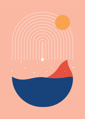 Sea view in a dream, imaginary night view