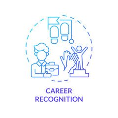 Career recognition blue gradient concept icon. Professional achievement. Employee recognition. Workplace culture. Round shape line illustration. Abstract idea. Graphic design. Easy to use
