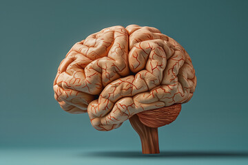 3D Human brain anatomy . Color isolated background .