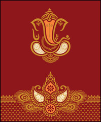 Indian wedding invitation card design. Vector illustration.