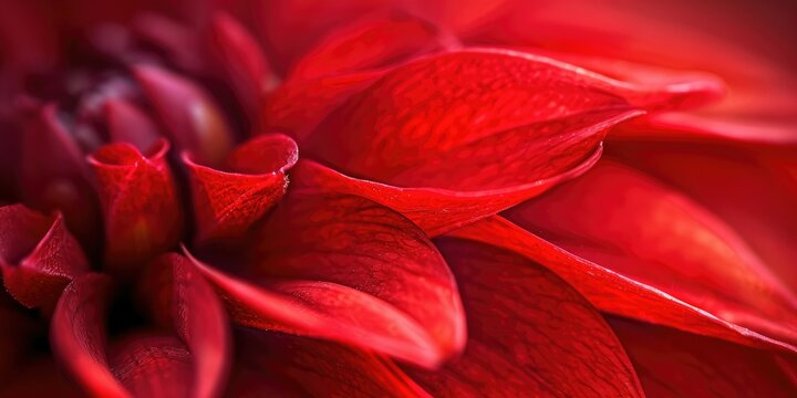 Close-up of a vibrant red dahlia flower with soft focus background.