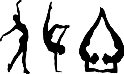 Fototapeta premium silhouette woman gymnast on white background vector