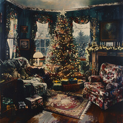 Christmas tree and furniture.
