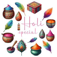 set of Holi special vector