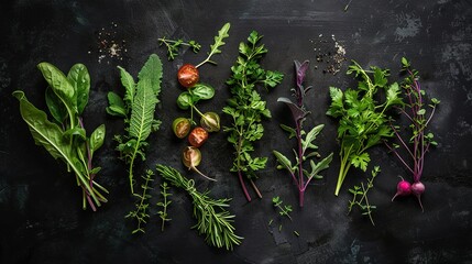 _top_view_herbs_vegetables_with_plain_black_background_ai_generated