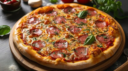 artificial intelligence image of a delicious pizza