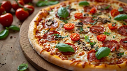 artificial intelligence image of a delicious pizza