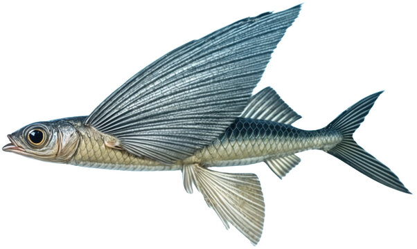 Pez volador aislado sobre fondo blanco