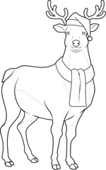 Reindeer Christmas Scarf Animal Vector Graphic Art Illustration