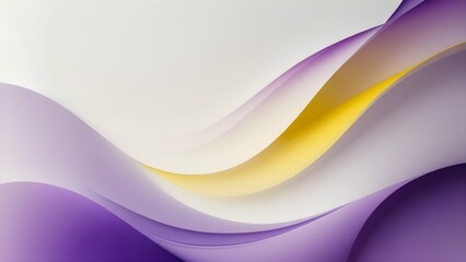 Yellow, Purple, White Waves  on White Background