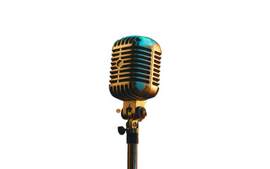 Fototapeta premium Retro Microphone Capturing Subtle Whispers Isolated on Transparent Background.