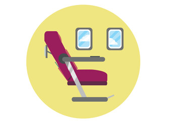 Red Reclining Passenger Seat Icon. Editable Clip Art.