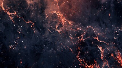 Glowing orange and yellow nebula with stars in deep space. - obrazy, fototapety, plakaty