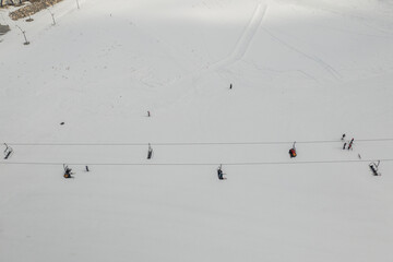 Ski resort in Sarikamis ,Kars,Turkey. Beautiful green pine forests and snow.