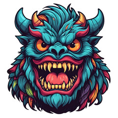 demon beast cartoon vector illustration. colorful concept