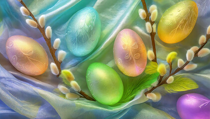 Wielkanoc, kolorowe jajka pisanki - obrazy, fototapety, plakaty