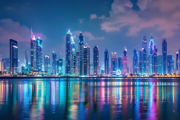 Fototapeta premium Beautiful Night Scene on a Modern Dubai City