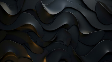 Black wavy background. 3d render ,Black waves abstract geometric corporate background ,  abstract background design with black colors elegant - obrazy, fototapety, plakaty