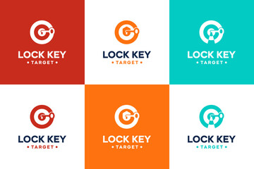 set of keyhole with target shot concept ,security system , logo design inspiration.