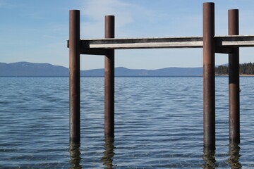 steel frame on a lake