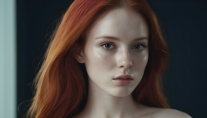 Naklejka premium Redhead model from the front in the studio