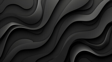 Black wavy background. 3d render ,Black waves abstract geometric corporate background ,  abstract background design with black colors elegant