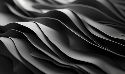 Fototapeta premium Elegant Black Waves Abstract Background with a Smooth Silk Texture