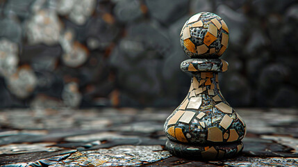Figure of a chess pawn in a mosaic style.