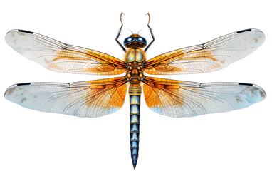 Intricate Dragonfly Drawing on white background