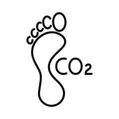 Footprint carbon icon. Impact CO2 on the environment. Outline footprint thin line. CO2 emission reduction icon. Improving ecology. Vector illustration flat design. Isolated on white background.