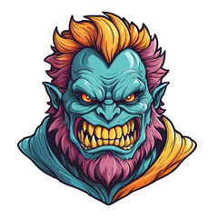 demon beast cartoon vector illustration. colorful concept