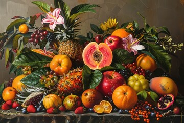 Obraz na płótnie Canvas TROPICAL Fruits composition. 
