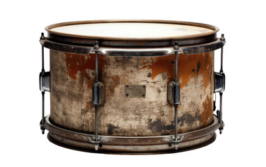 A brown and white drum sits on a plain white background, showcasing its elegant design and classic color combination.