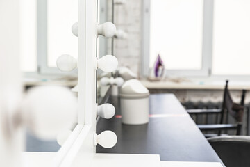 Mirrors with bulbs for make up in the make-up room