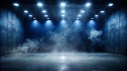 smoke and fog on dark empty empty concrete floor, empty room background.