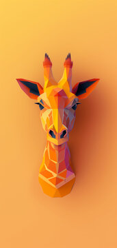 Cute Giraffe Head Wallpaper: Minimal 3D Style Design